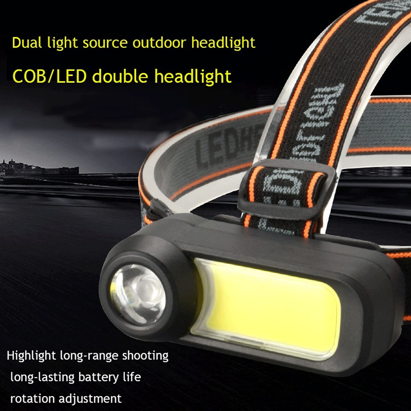 Latarka czołowa COB reflektor USB akumulator reflektor oświetlenie zewnętrzne światło robocze plastikowa latarka czołowa nocne światło wędkarskie mocny reflektor