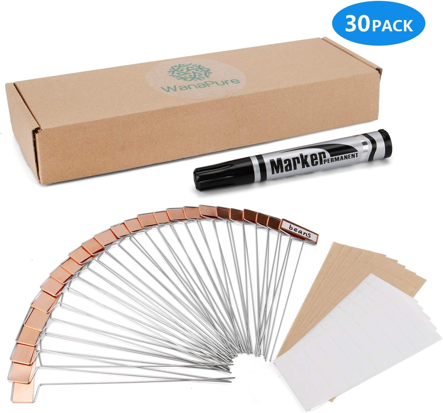 30PCS Copper Metal Plant Tags Plant Labels with 60Pcs Labels, Rainproof PET Film & Permanent Pen, 10" Weatherproof Banner Garden Markers, Marking Protection Seedling Signs Nursery Tags - Image 2
