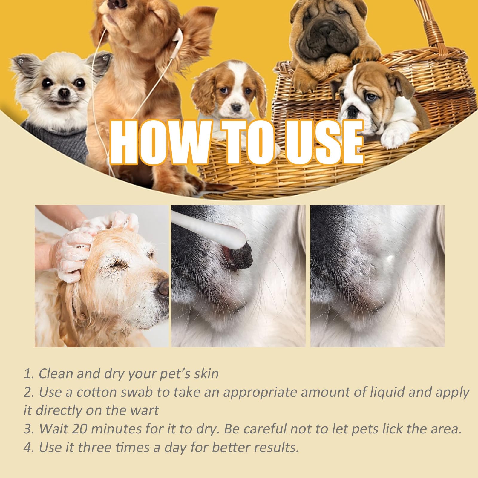 Éliminateur de Verrues pour Chiens, Dissolvant Naturel pour Chien, Traitement Efficace des Verrues pour Chiens, Naturel et Doux, 20 ml