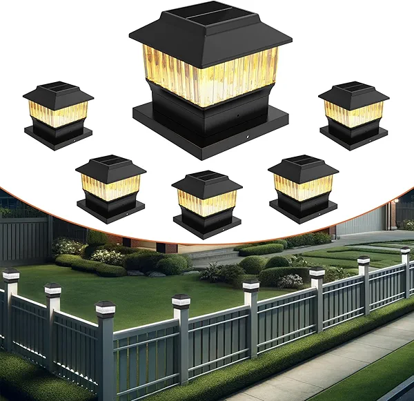 Involux Modern Solar Post Cap Lights #1 (fits The Post of True 4x4, Nominal 4x4 & 6x6), 50 Lumens with Three Color Temperature Options, Outdoor Deck Fence Light, Waterproof, Black, 6 Pack