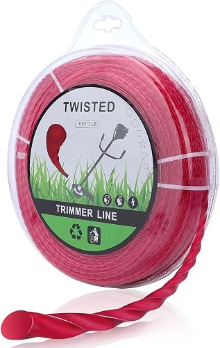 Hipa 1-Pound .080” Trimmer Line Heavy Duty, Commercial Round Twist String Trimmer Line, Weed Eater String 0.080, 2.0 mm/080-Inch by 472-foot, Red