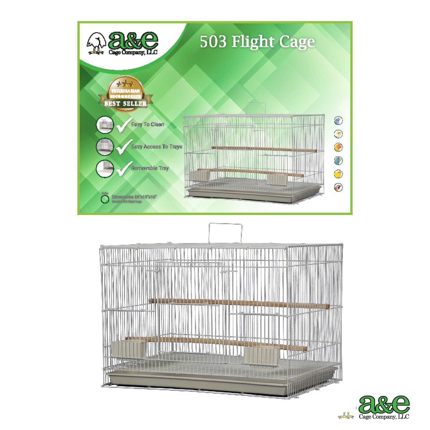 A&E Cage Co. Flight Bird Cage for Finches & Parakeets -5 A&E Cage Co. Flight Bird Cage for Finches & Parakeets -5