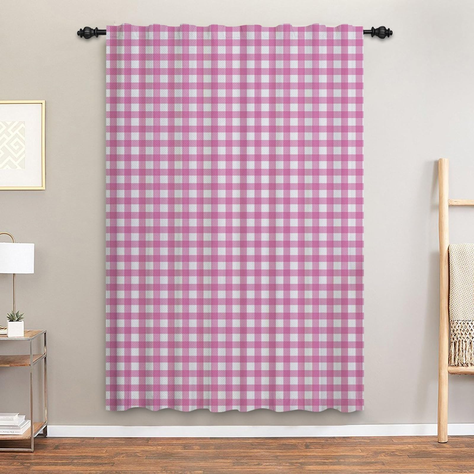 ggaimwf Gingham Curtains Bedroom Plaid Check Textured Lilac Curtains for Girls Living Room Window Treatment Farmhouse Rustic Pencil Pleat Curtains Privacy Room Divider Rod Pocket 135x175cm 1 Panel - Image 4