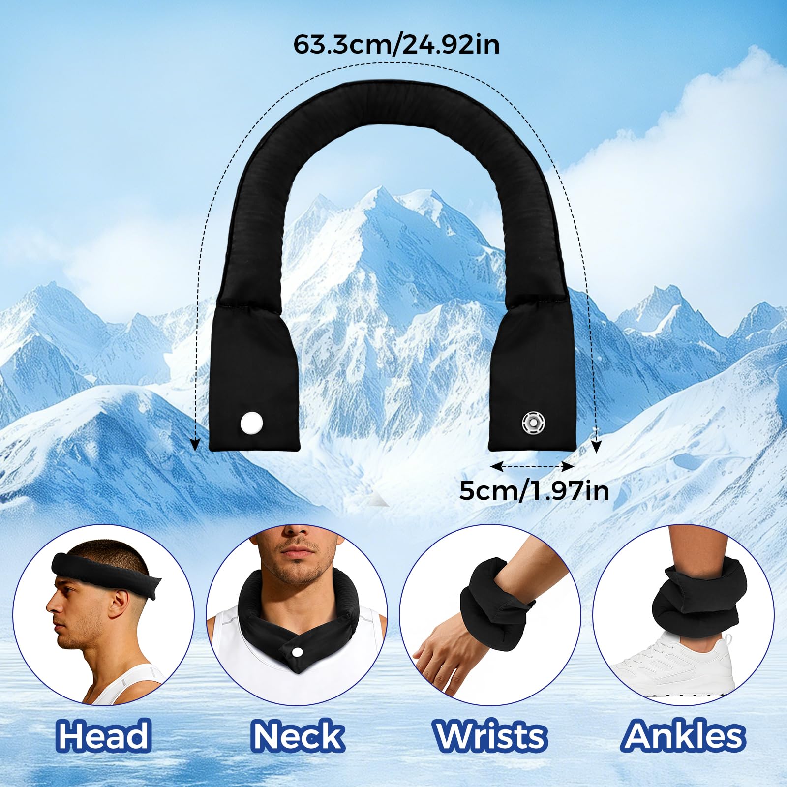 Sciarpa Rinfrescante, Fasce Raffreddamento per Il Collo, Bandana Rinfrescante Estate, Foulard Rinfrescante per il Caldo per Passeggiate Equitazione All'Aperto (E)