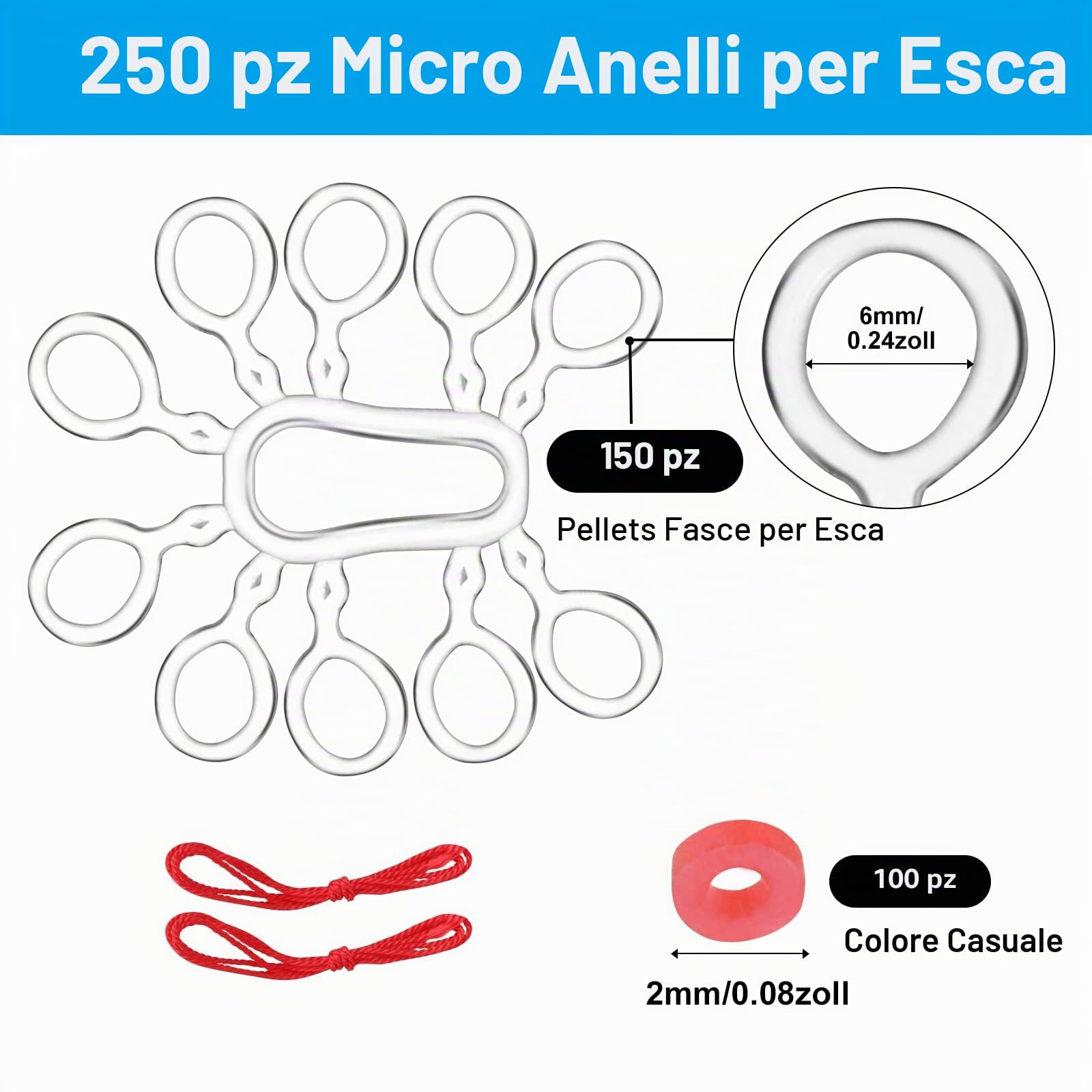 Realure 2 Pezzi Pellet Bait Bander 150 Pezzi Micro Esche Anelli con Anello in Gomma Rossa, Accessori per la Pesca per Il Fissaggio Rapido di Esche, Pellet, Falene d'Api, Verme