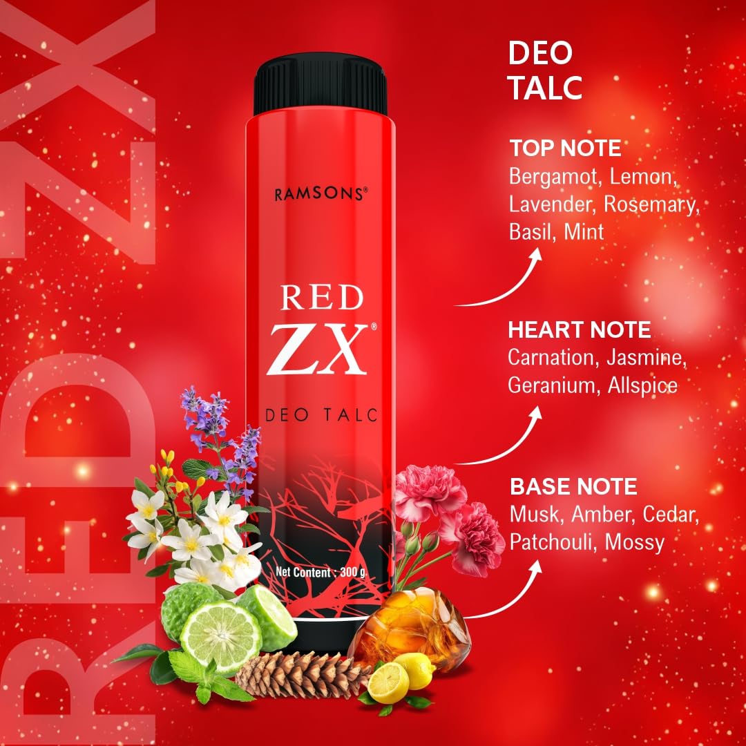 powder❤️ Ramsons - Red Zx Deo Talc -100gm | Fragranced Talcum Powder For