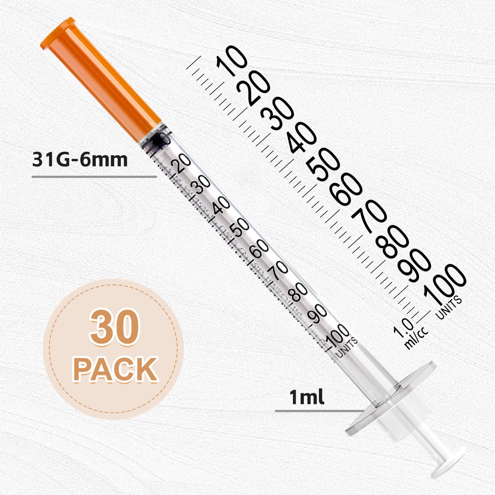 100 Stück 1ml Plastiktube 31G 6mm, Spritze mit Skala einzeln versiegelt für die Flüssigkeitstrennung,Laborzubehör