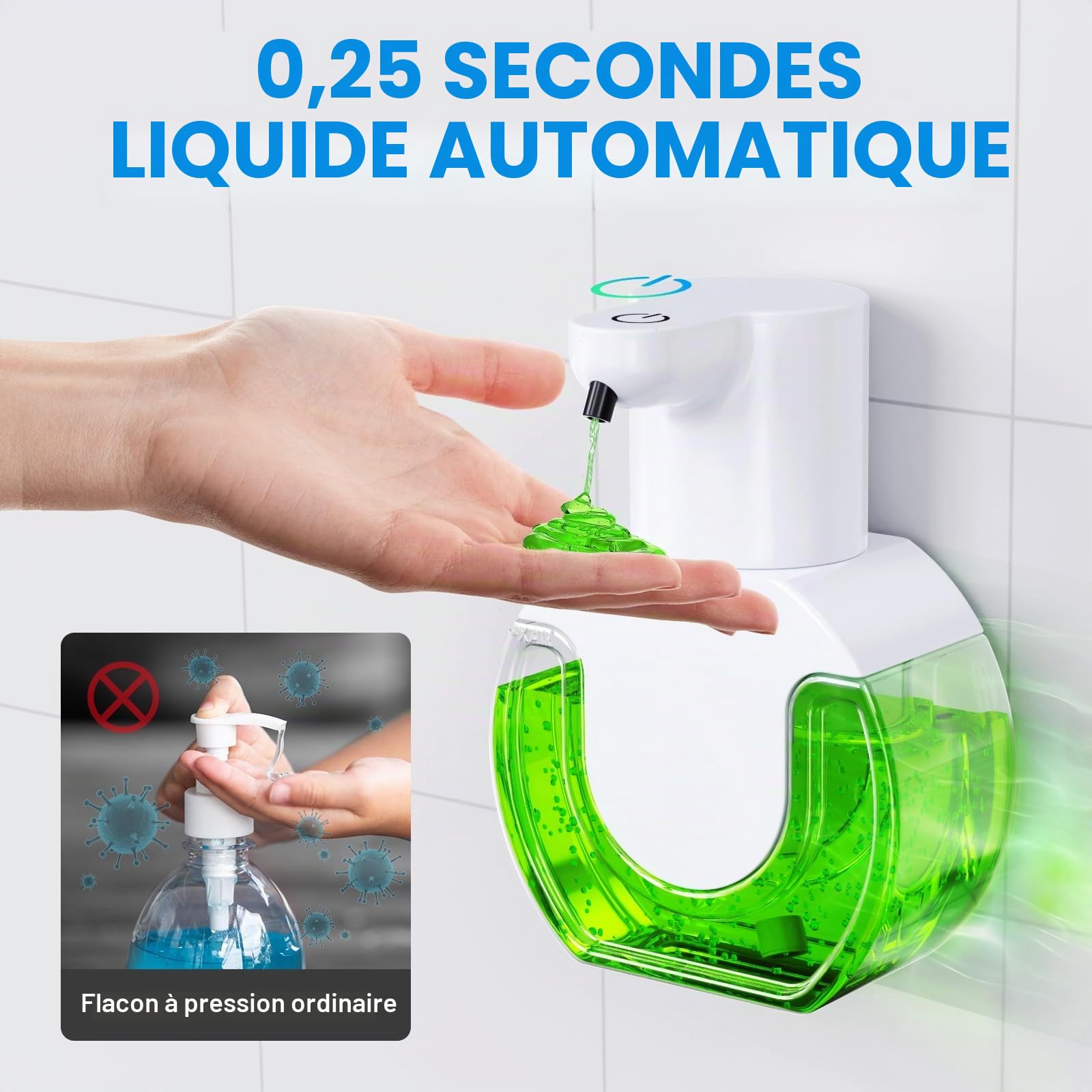 Distributeur Savon Automatique Savon sans Contact Liquide 420 ML,Distributeur Automatique de Savon Liquide pour la Cuisine,avec 4 Niveaux de Distribution de Savon réglables