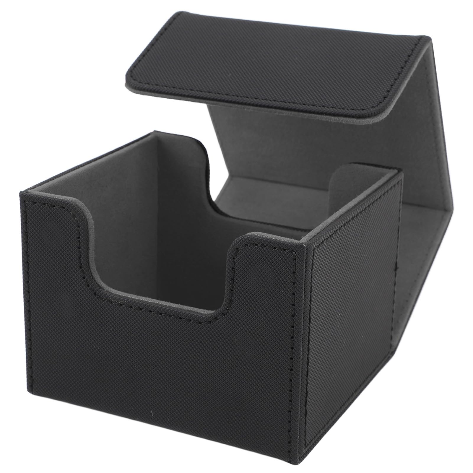 Trading Card Storage Box, Lightweight, Universal Magnetic Closure Flip PU Leather Large Capacity Card Storage Box Side Insert for 130 Cards and (Black and Grey)
