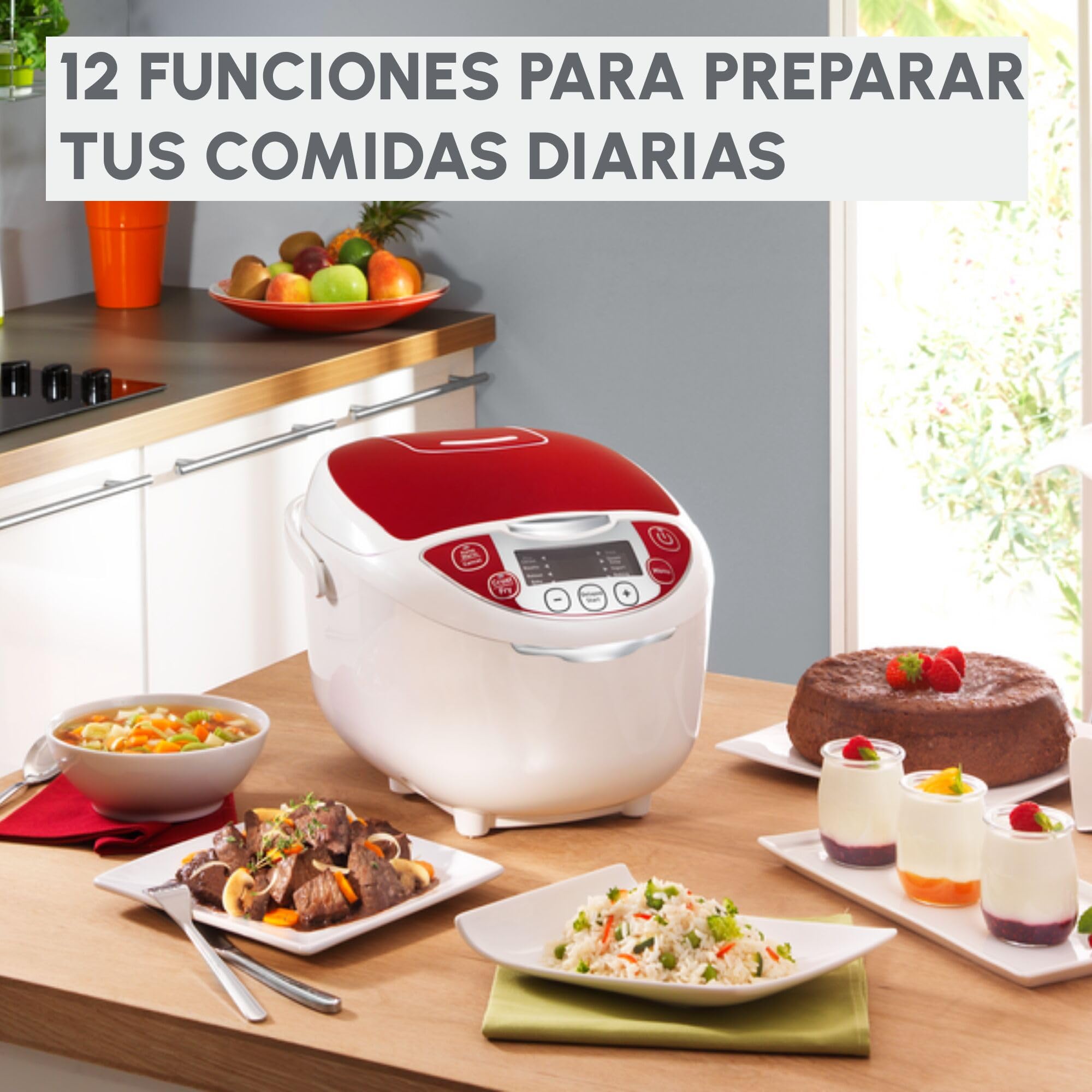 Moulinex Fuzzy LED - Robot de cocina de 750 W, 12 funciones, capacidad 5 L, panel control LED, fácil de usar, cocción inteligente, fácil limpieza, MK7051