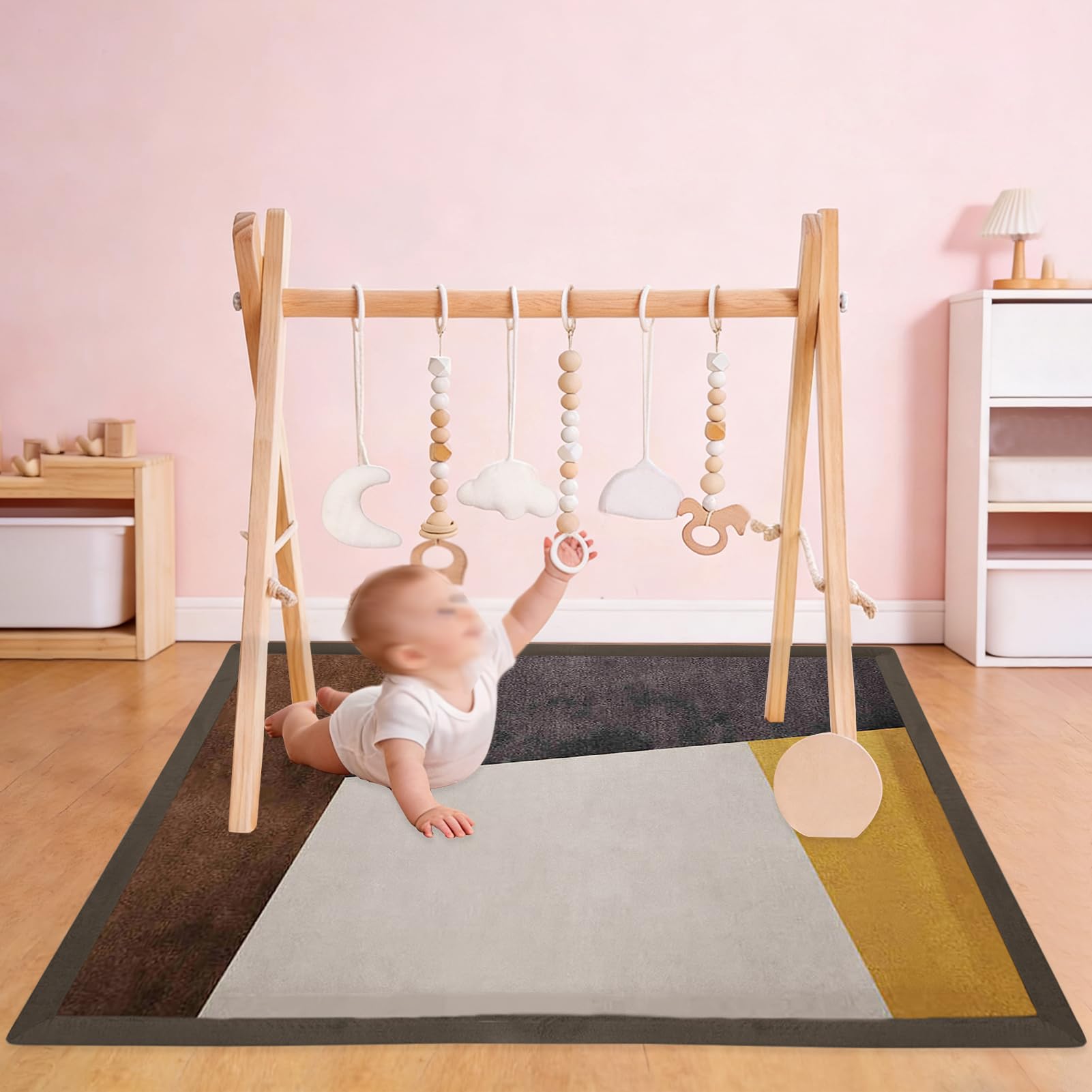 Mata do raczkowania dla niemowląt, miękki dywan dziecięcy, antypoślizgowa mata do zabawy, mata do raczkowania, mata do jogi i mata do ćwiczeń, dywan tatami, 3 cm, pogrubiony dywan z aksamitu, koralowy