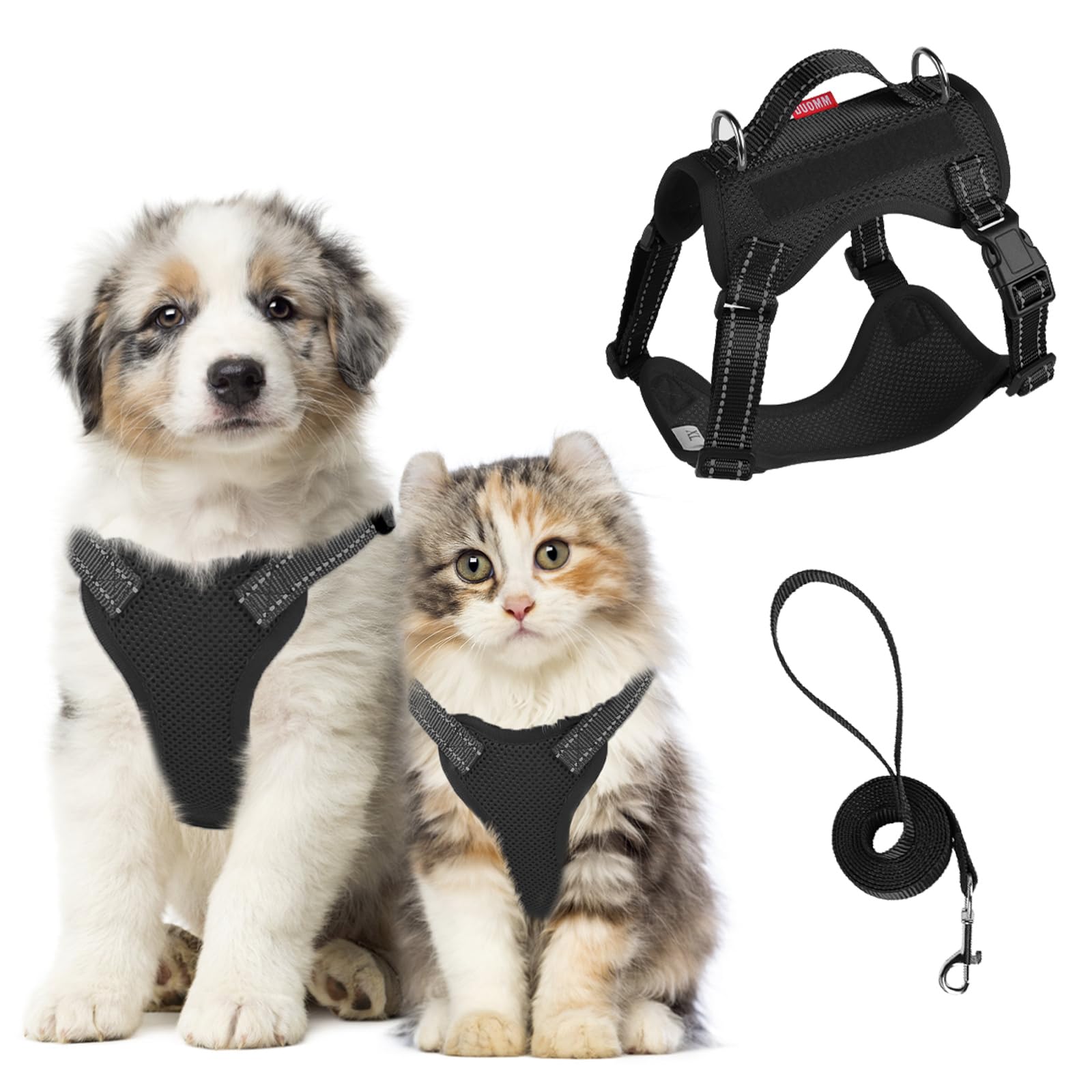 Muecleao Dog Harness Small Dog, Adjustable Soft Padded Puppy Pet Vest and Lead Set
