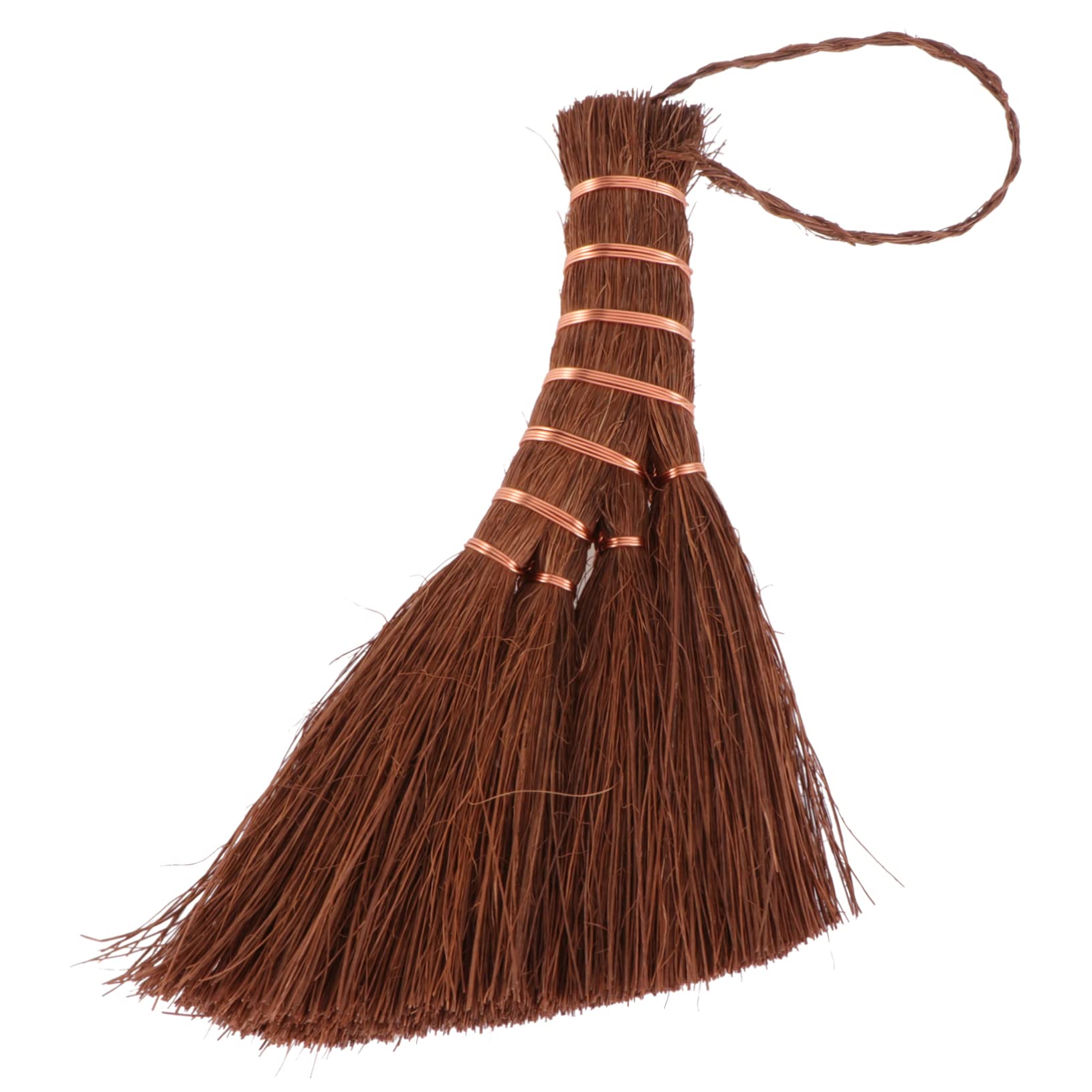 NULYLU 1pc Mini Brown Broom Home Use Mini Broom Car Cleaning Brush Craft Broom Toy Straw Woven Broom Childrens Small Broom Bedroom Sweeping Broom Cleaning Broom Mini Decor Copper Wire