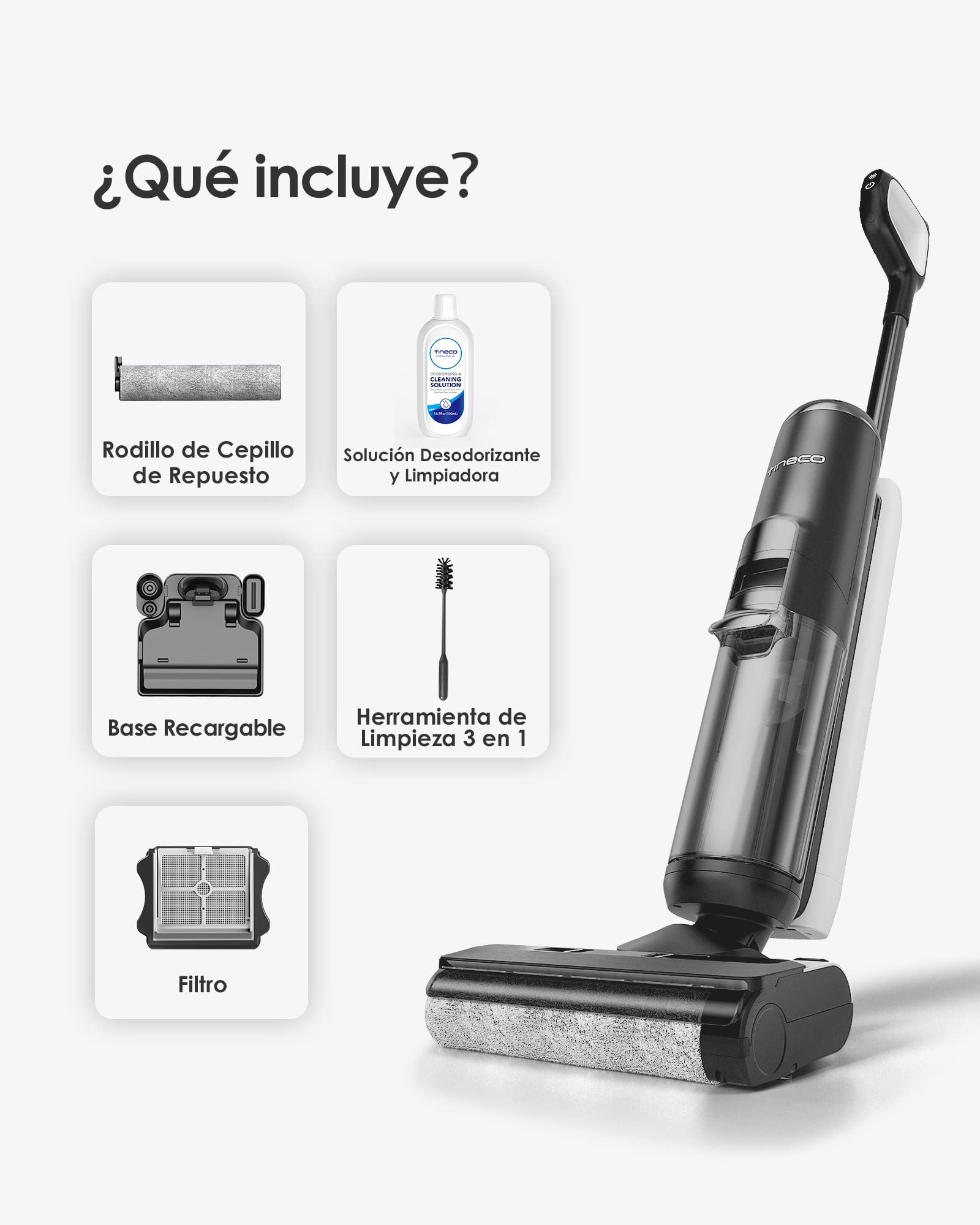 Tineco Floor One S5 Aspiradora Escoba Inteligente, Aspiradora en Seco y Húmedo, Sin Cables, Pantalla Digital, Sensor Inteligente, Friegasuelos