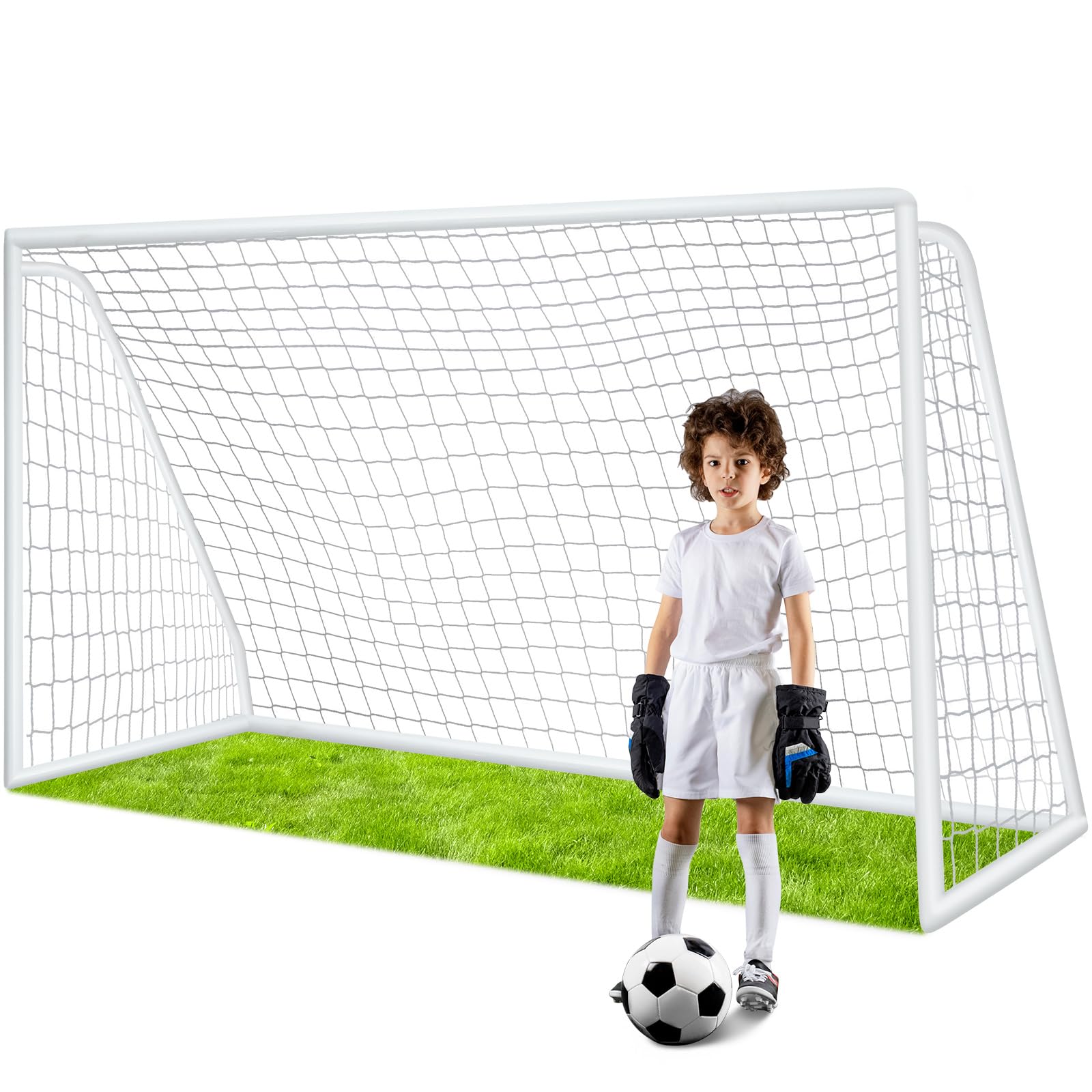Photo 1 of Jexine Backyard Soccer Goal Portable Soccer Net and Steel Frame Weatherproof Soccer Goals Practice Training Goals with 7 Ground Stakes for Kids Adults Competition Outdoor
