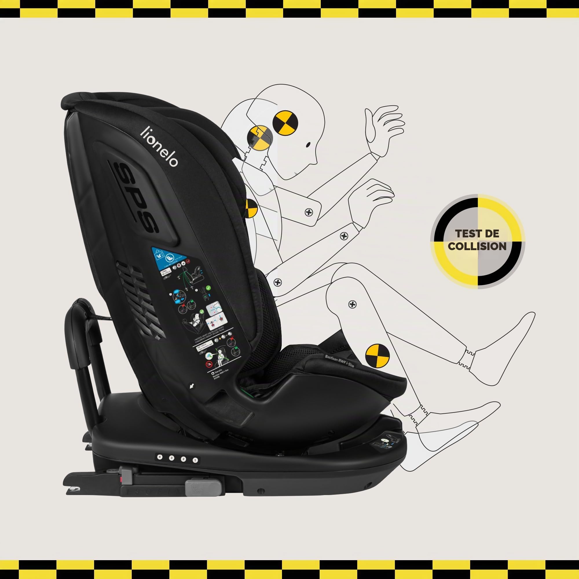 Lionelo BASTIAAN RWF I-SIZE Siège Auto Pivotant 360° 0-36 kg, ISOFIX | Montage Face et Dos à la Route, Groupe 0/1/2/3 (40 à 140 cm) TopTether, Réglage de l'Appui-Tête, de la Ceinture de Sécurité