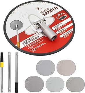 Pole Sander for Drywall, 9 Inch Radial Sander with Pole, Wall Sanders for Painting Prep, 360 Degree Rotary Round Circular Hand Sanding Head for Ceilings