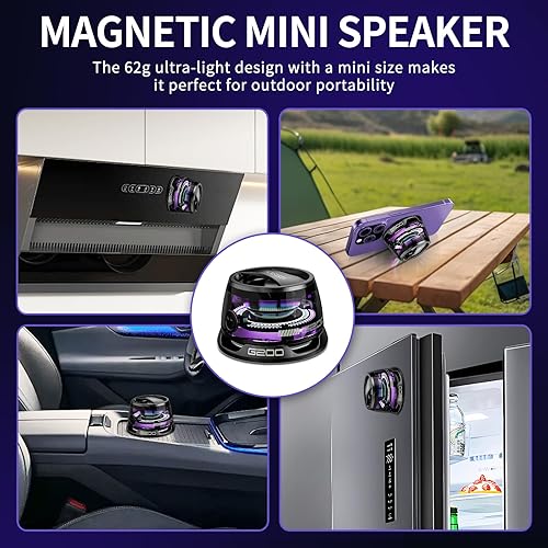 Miniatura 3 de Altavoz Bluetooth magnético G200 con luz RGB - Mini altavoz Bluetooth portátil, sonido estéreo de rango completo para 7 horas de reproducción, modo