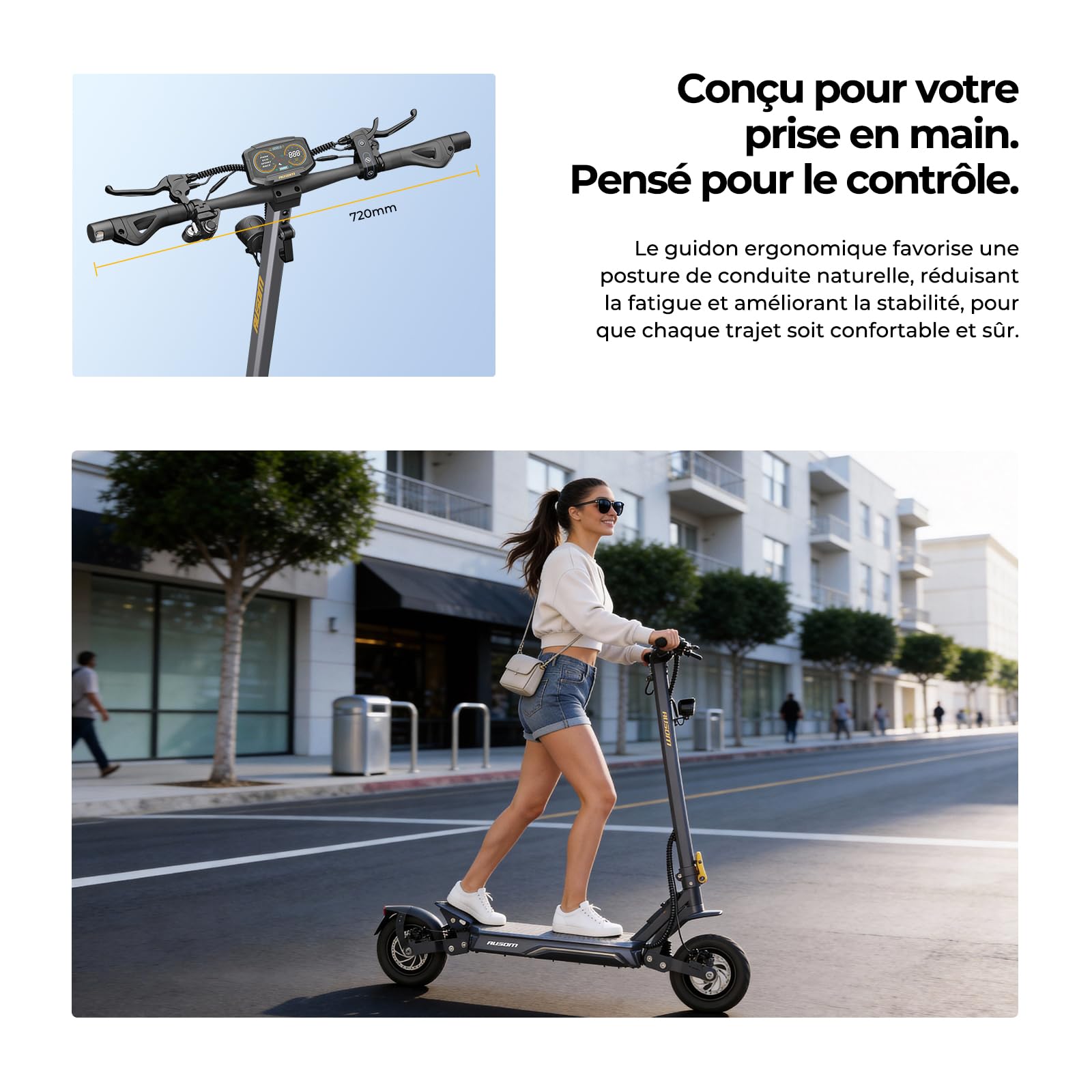 Ausom Gosoul 2 / L2 Max Trottinette Électrique Adultes, Autonomie 70KM/90KM, Freins à Disque avec E-ABS, Idéale pour Les Déplacements Urbains, 10" trotinette électrique Pliable Tout Terrain