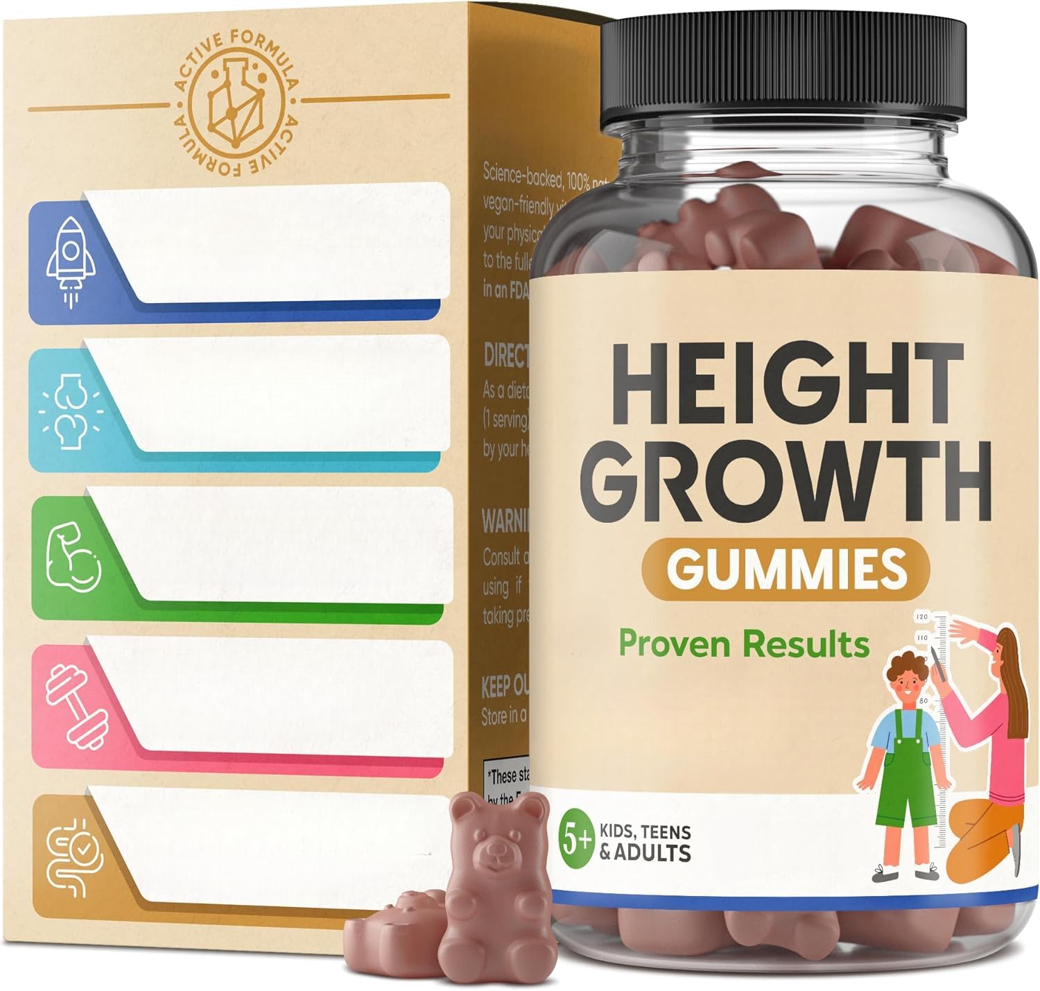 Gomitas vitamínicas para aumentar el crecimiento en altura, multivitaminas para niños, adolescentes y niñas, vitaminas para adolescentes.