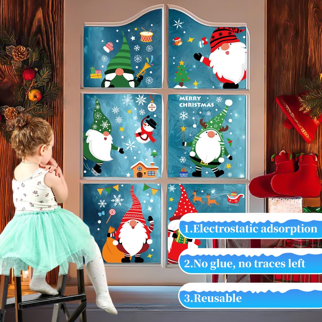320 Stück Weihnachtsdeko Fensterbilder Weihnachten