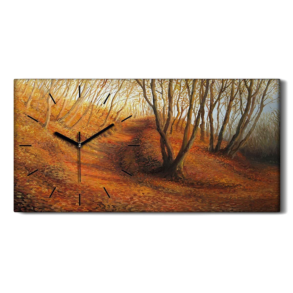 Horloge sur Toile Mains Noires 60x30cm Décoration Murale Feuilles Automne