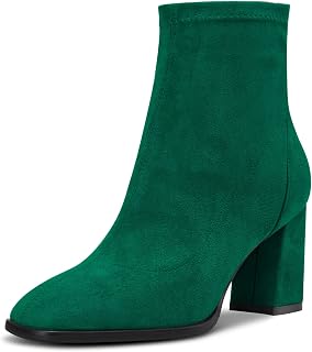 Saekcted Donna Alto High Chunky Blocco Tacco Heel Chiusa Quadrata Punta Stivaletti Slip-on Classico Cerniera 7.5 CM Heels ...