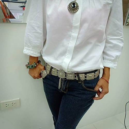 Miniatura 7 de Cinturón de metal tailandés placa de plata elefante tailandia traje de boda baile mujeres para vestido falda pareo estilo vintage longitud 40