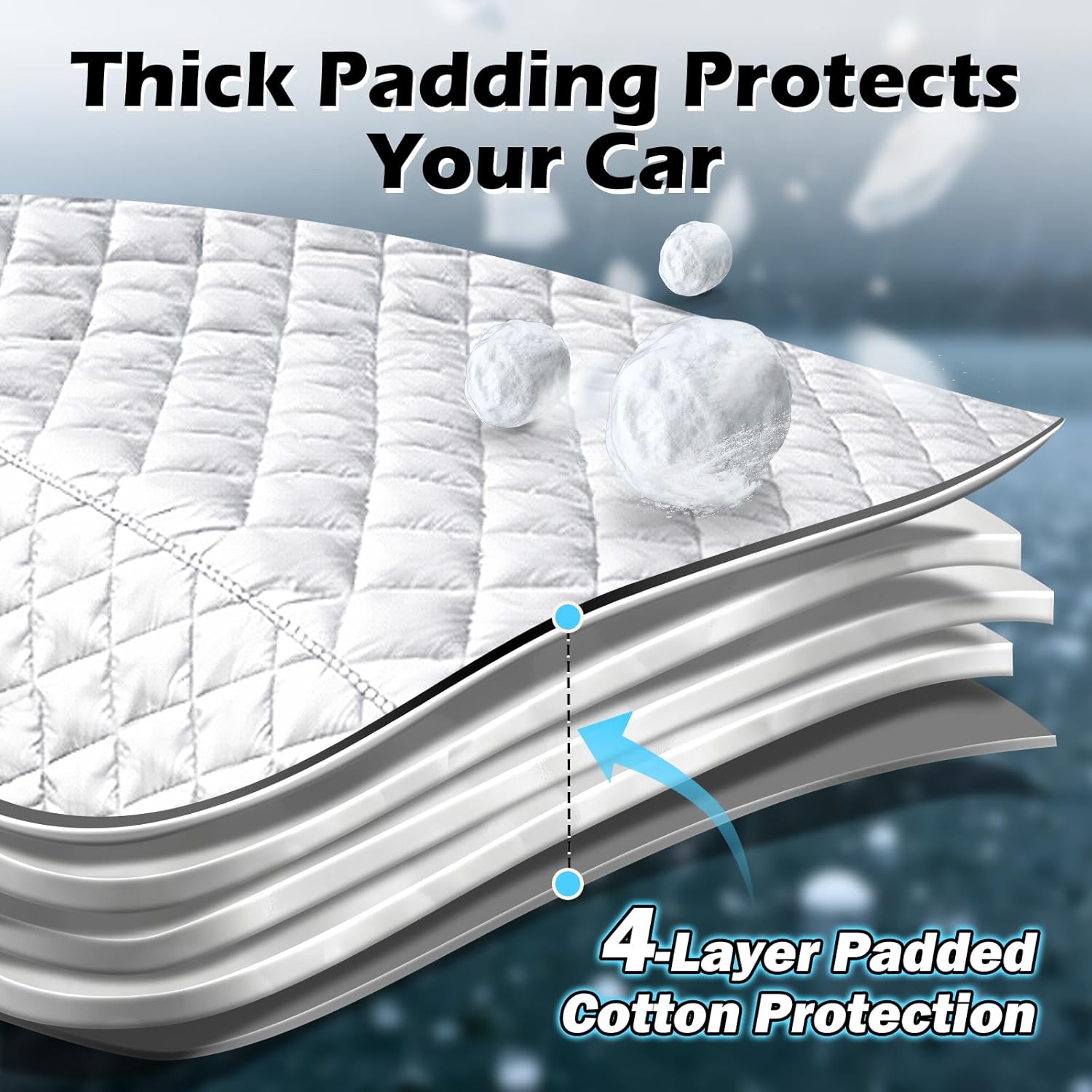 Hail Protector Car Cover SUV, Multi-Layer Cotton Padded Construction, Extra-Thick Top Half Car Cover for Hail Protection, Fits SUV L