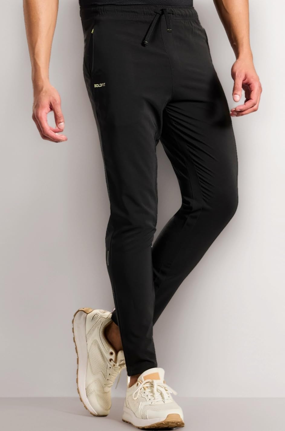 Boldfit Track Pant for Men – Stylish Joggers, Gym Pants & Lowers with Adjustable Waist, Breathable Fabric & Pockets – Comfortable Sports Pants for Running, Workout Black
