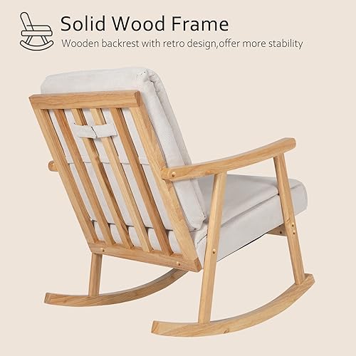 Miniatura 5 de Okeysen Mecedora para guardería mecedora moderna con otomana para lactancia silla decorativa de mediados de siglo tela tapizada para sala de estar