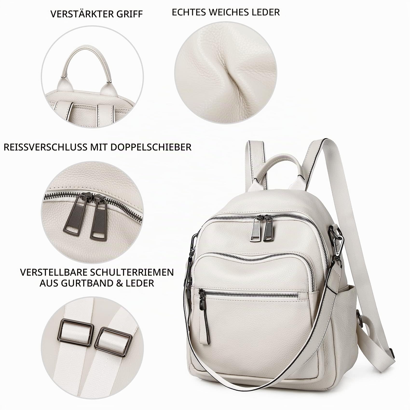 Genuine Leather Backpack Purse For Women Real Soft Leather Travel Convertible Laptop Shoulder Bag