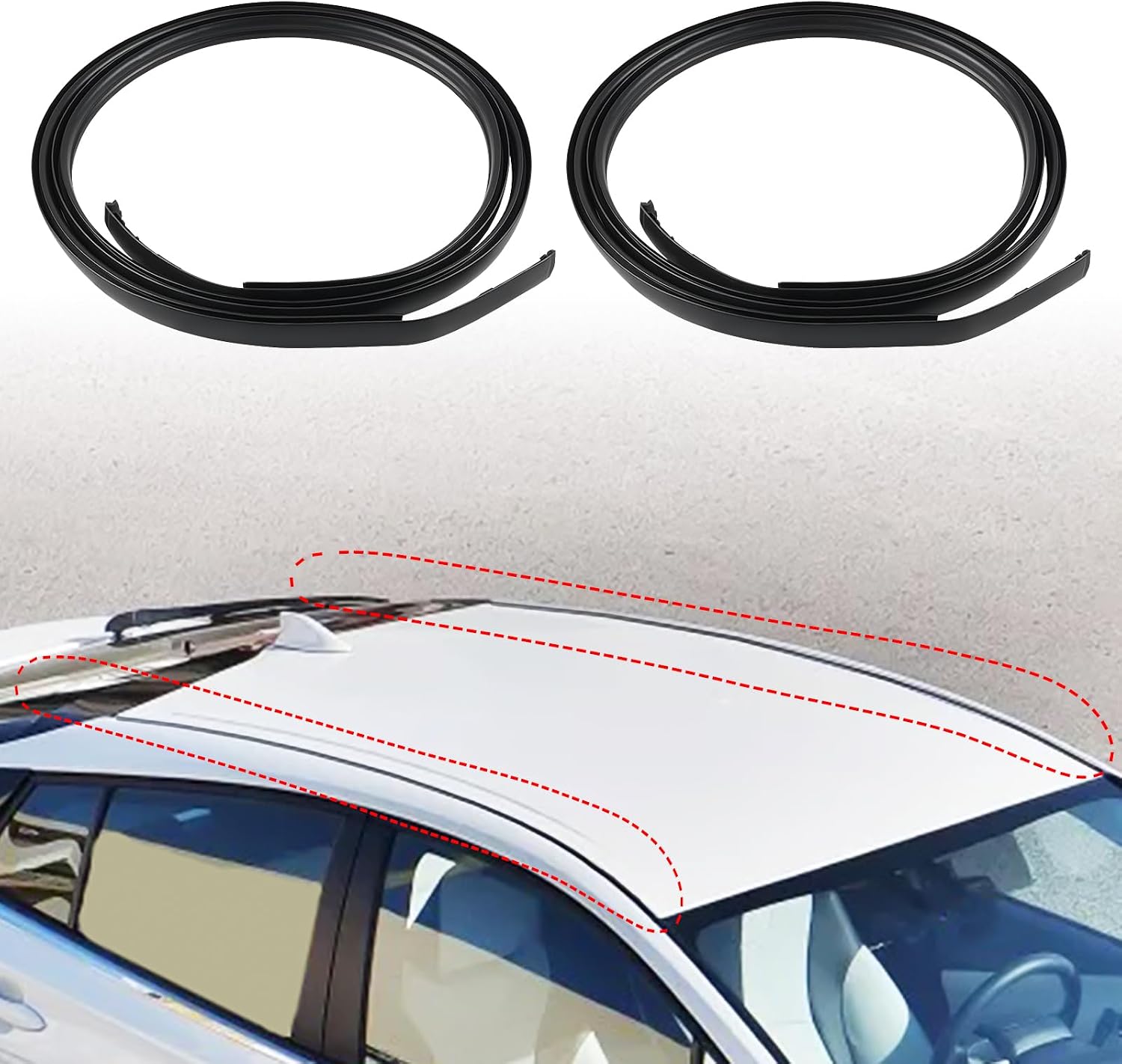 Roof Drip Molding Strips Weatherstrip Compatible with Toyota Prius C 12-19 | 2012 2013 2014 2015 2016 2017 2018 2019 Car Roof Molding Trim Seal Kit Replace 75552-52190 75551-52210, Left and Right, 2PCS
