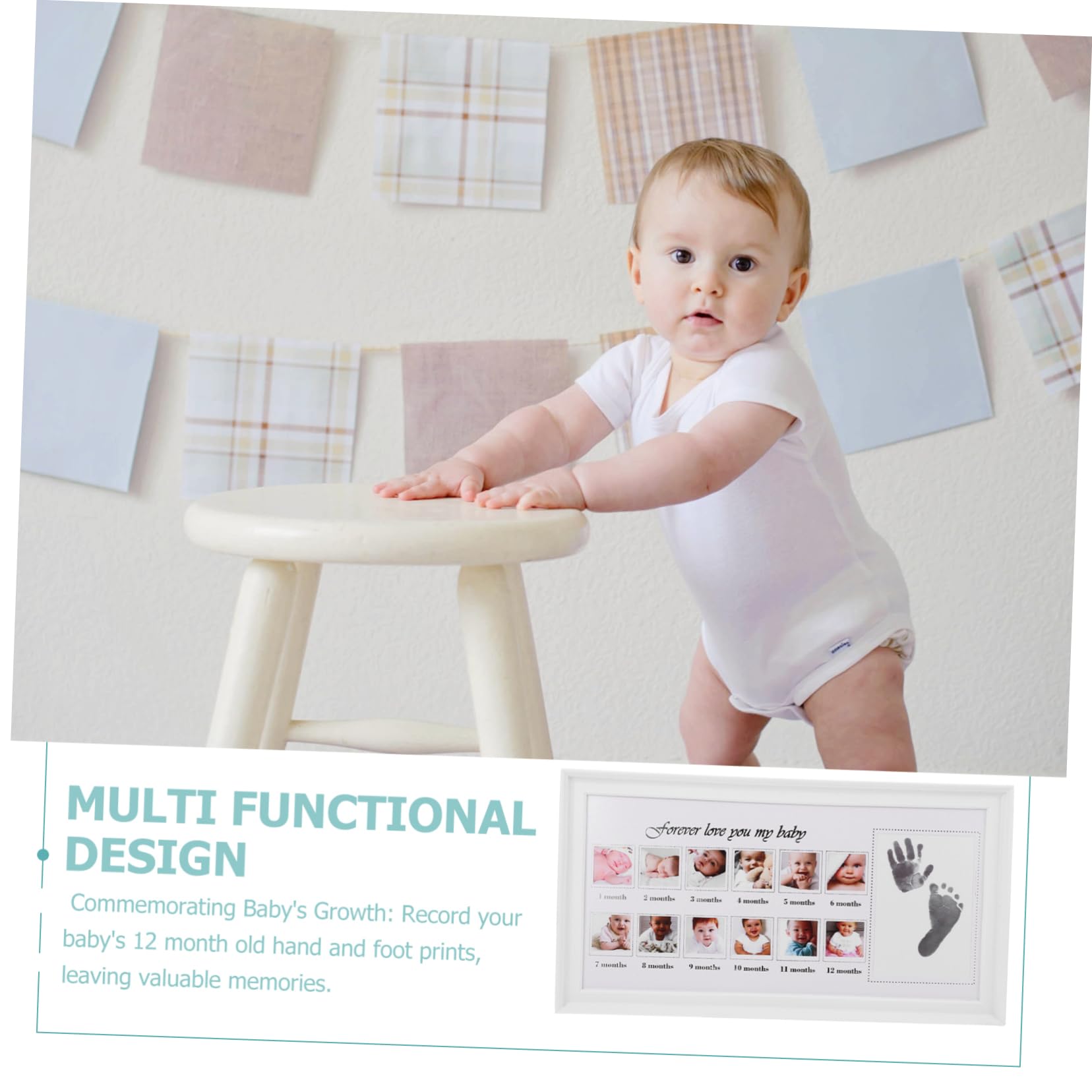 Marco para Fotos de de Niña Kit de Infantil con Marco Resistente para Manos y Pies Decoración para Habitación para Recién Nacidos