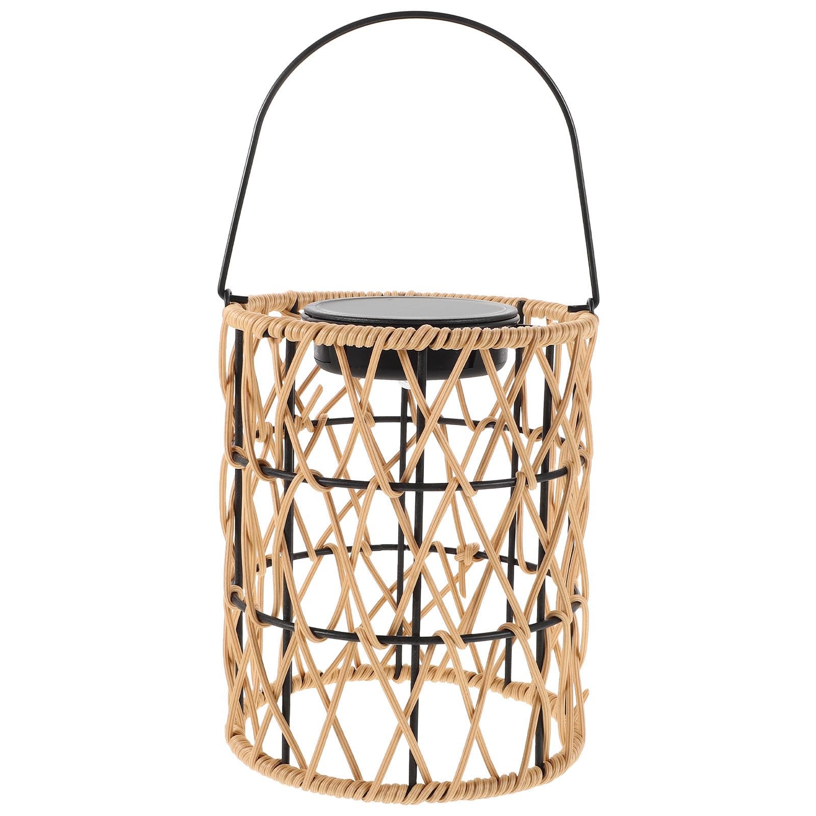 SHINEOFI Solarleuchte aus Rattan mit Solarladung und Wetterfester Eisenkonstruktion Hängende Außenleuchte für Garten und Veranda mit Praktischem Griff