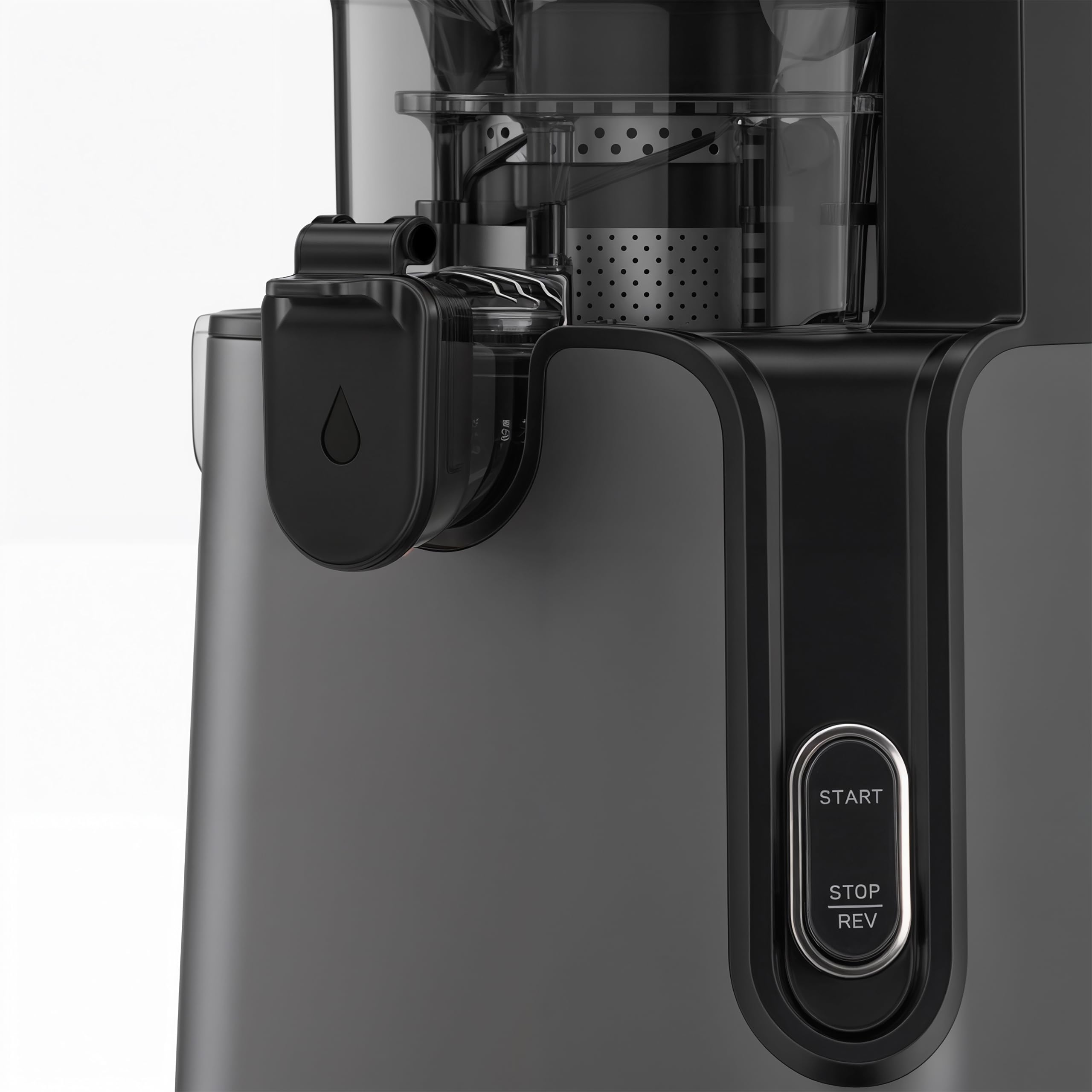 H.Koenig GSX26 - Estrattore di succo con apertura ampia 135 mm, frutta e verdura, senza BPA, estrazione lenta 50 giri/min, acciaio inossidabile, silenzioso, 250 W, antigoccia, nero