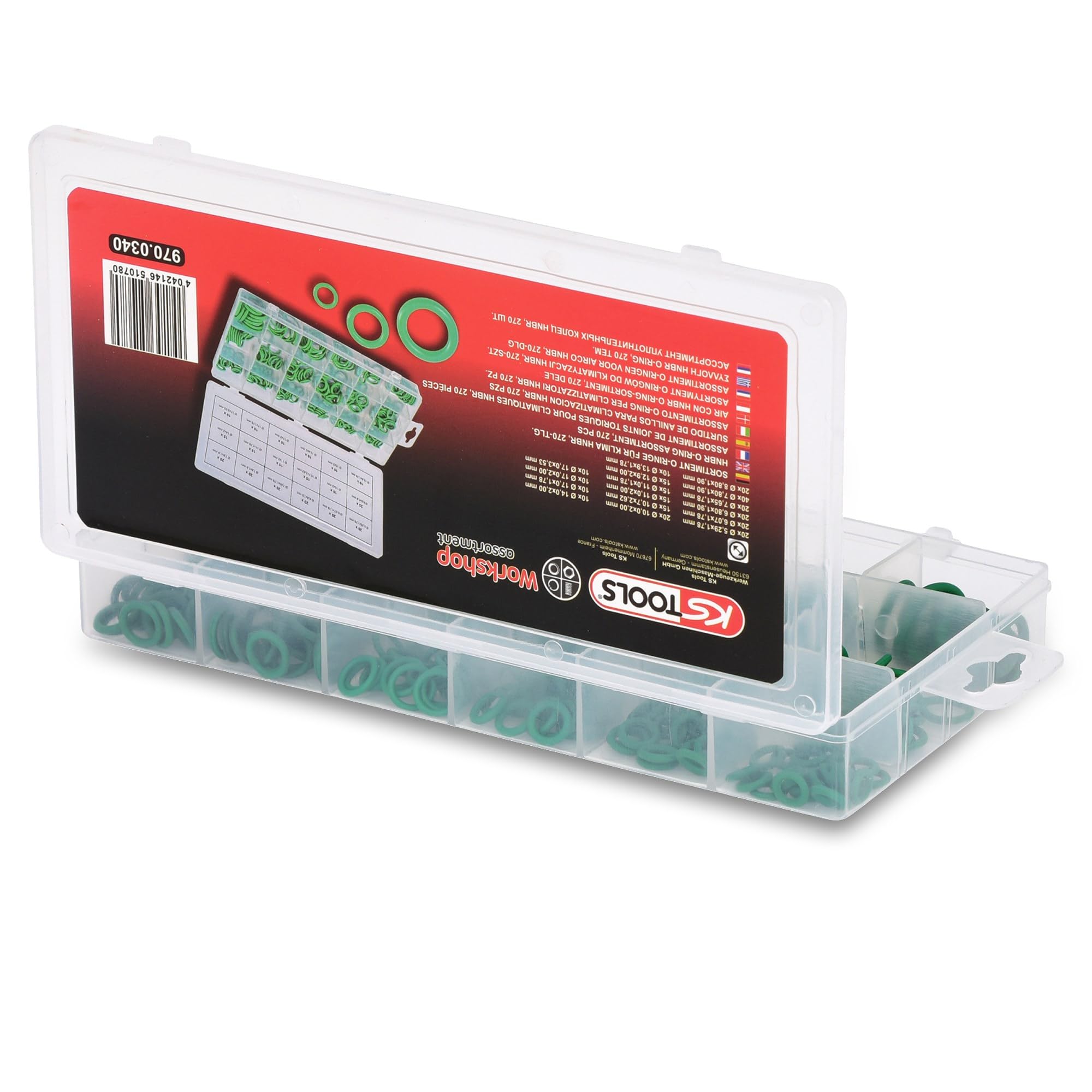 KS Tools 970.0340 Sortiment O-Ringe für Klima, HNBR, 270-tlg.