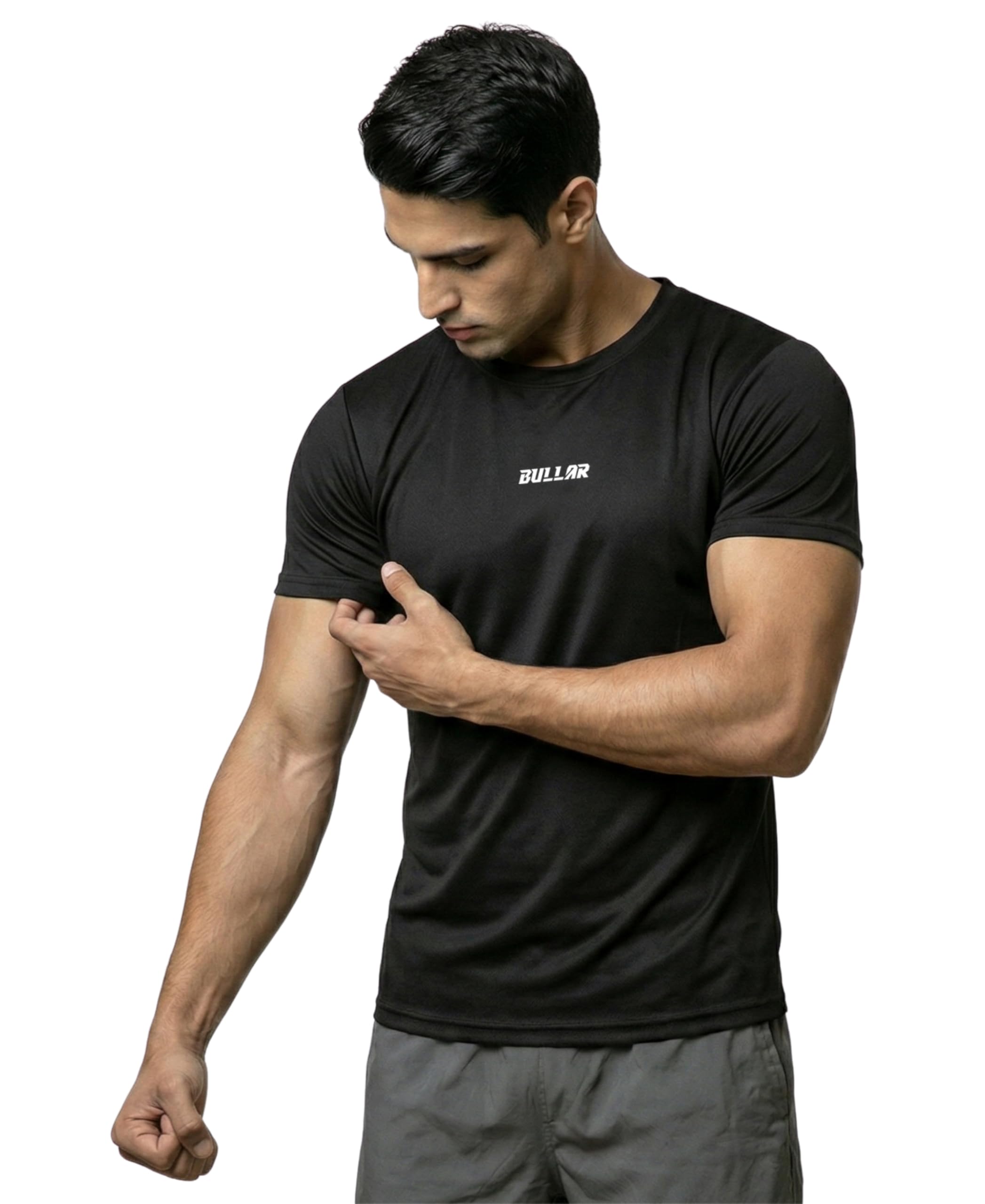 bullar Men's Gym T-Shirt, Polyester and Spandex, Black, Quick Dry, Half Sleeve, Regular Fit, Round Crew Neck, for Workout Training Running and Fitness-picture-26