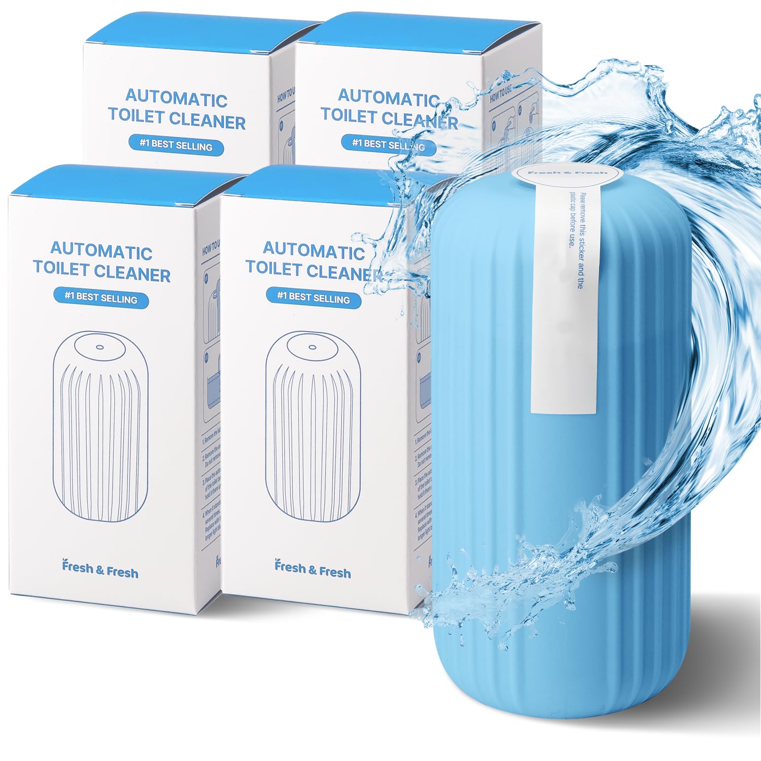 Fresh & Fresh Automatic Toilet Bowl Cleaners (Sky Blue) - 4 Bottles(UPTO 2500 FLUSHES/Bottle), Commercial and Residential Toilet Cleaner 3-4 MONTH