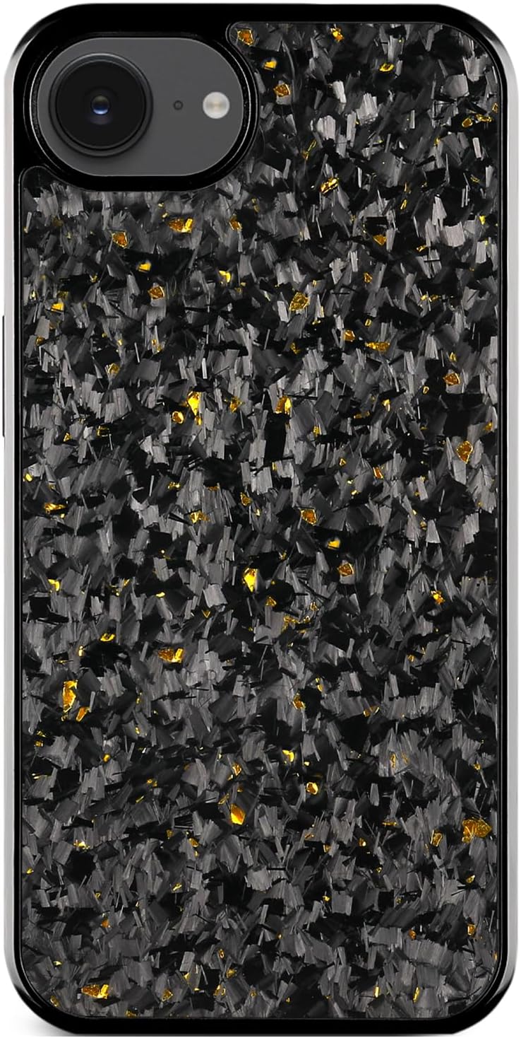 Forged Carbon Fiber Magnetic Phone Case for iPhone 16e & iPhone 17e, Anti-Fall Shockproof Protective Case, Wireless Charging Compatible (Black)