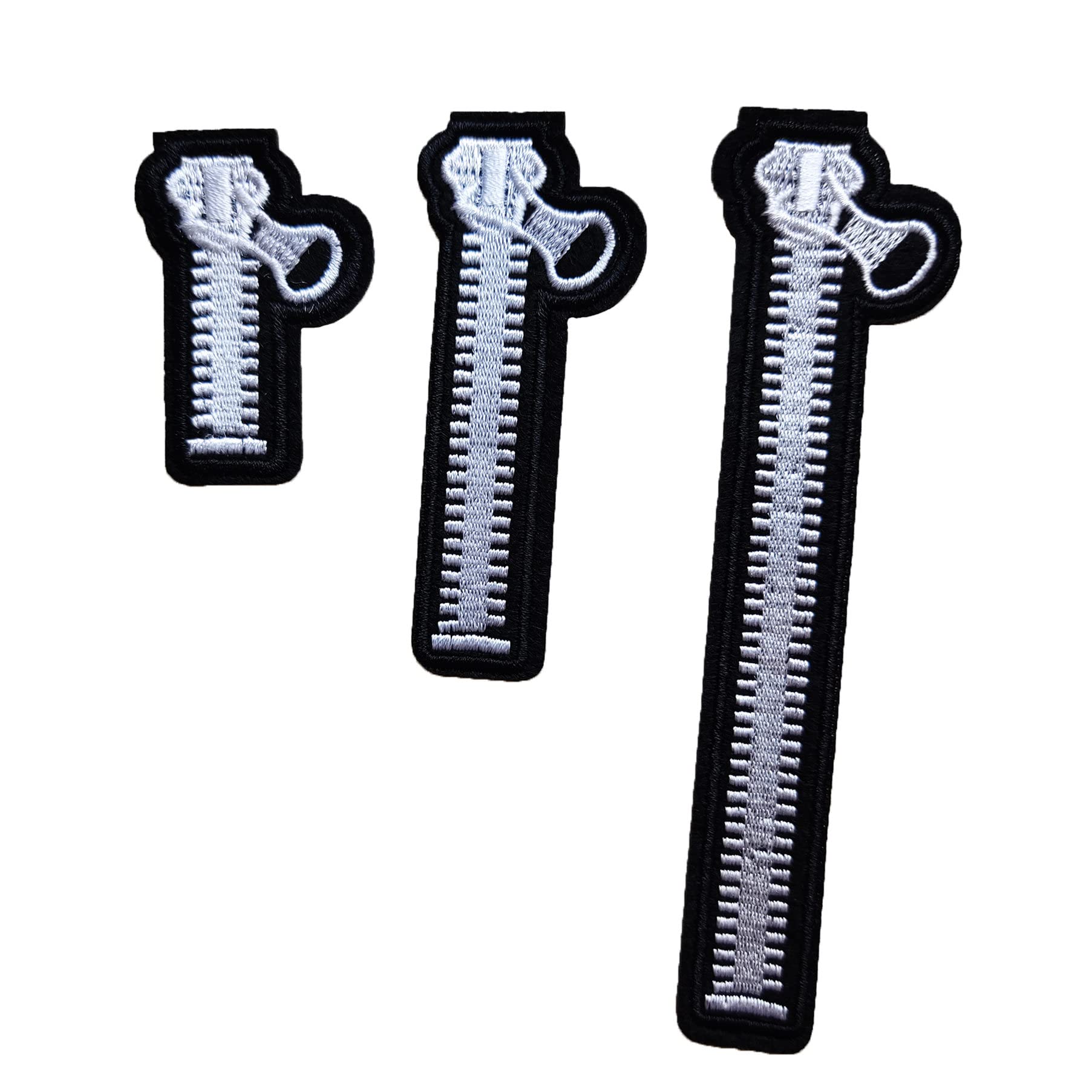 3Pcs Zipper Pattern Iron On Sew on Patch, Slide Fastener Emblem Decorative Fabric Embroidered Patch for Clothes Bags cJacket Jeans Dress Backpacks