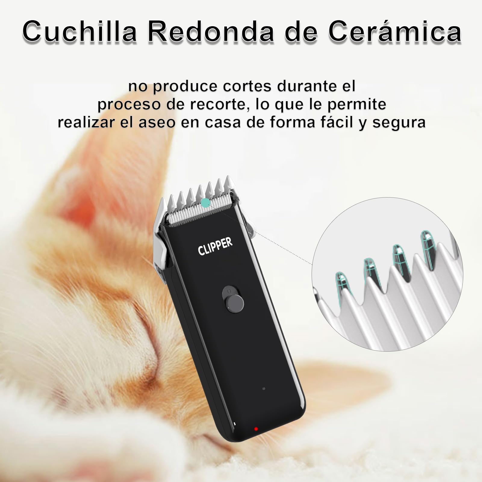 Maquina Cortar Pelo Perros Profesional Cortapelo Gato Silencioso con Cuchilla de Cerámica, Maquina Mascotas Eléctrico, IPX7 Impermeable (Negro)