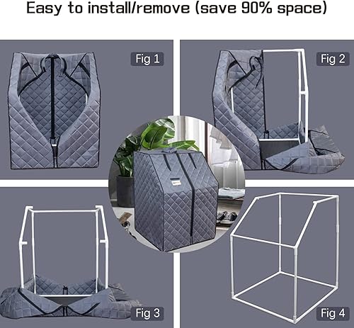 Miniatura 6 de Sauna de vapor portátil para el hogar, tienda de campaña de saunas personales con silla plegable de control remoto y olla de vapor de 2 litros para