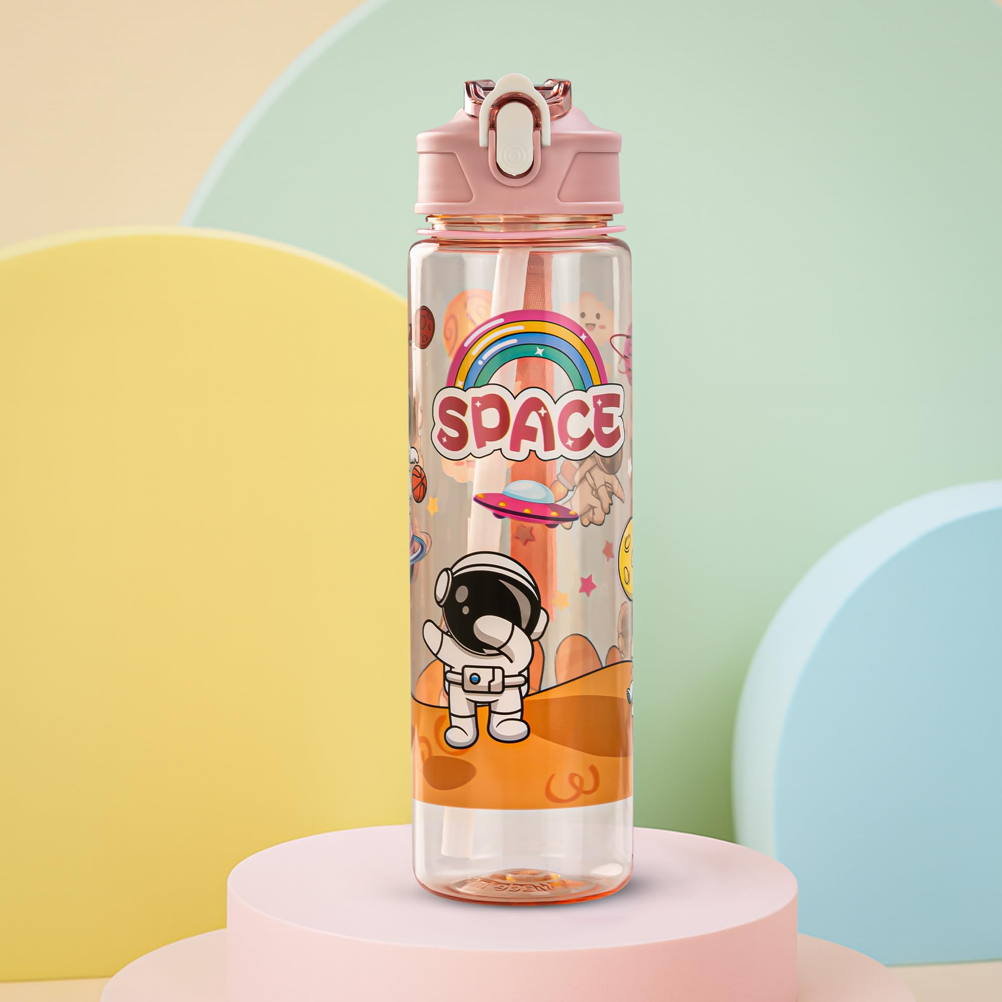 Baybee Galaxy Baby Sipper Water Bottle with Soft Silicone Straw and Strap | Spill-Proof & BPA Free Safe Sippy Water Bottle 800ml for Kids 6+ Months | Ideal Sipper for Baby, Kids, Toddlers (Pink)-image-22