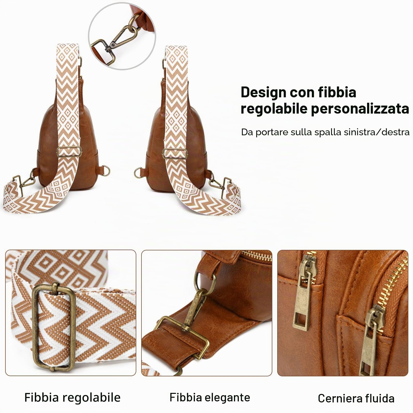FANDARE Donna Zaino Monospalla Borsa a Tracolla da Palestra Con Tracolla Larga Regolabile - Elegante Borsa a Spalla in Pelle PU - Pochette Telefono Borsello Crossbody per Viaggio - Giallo