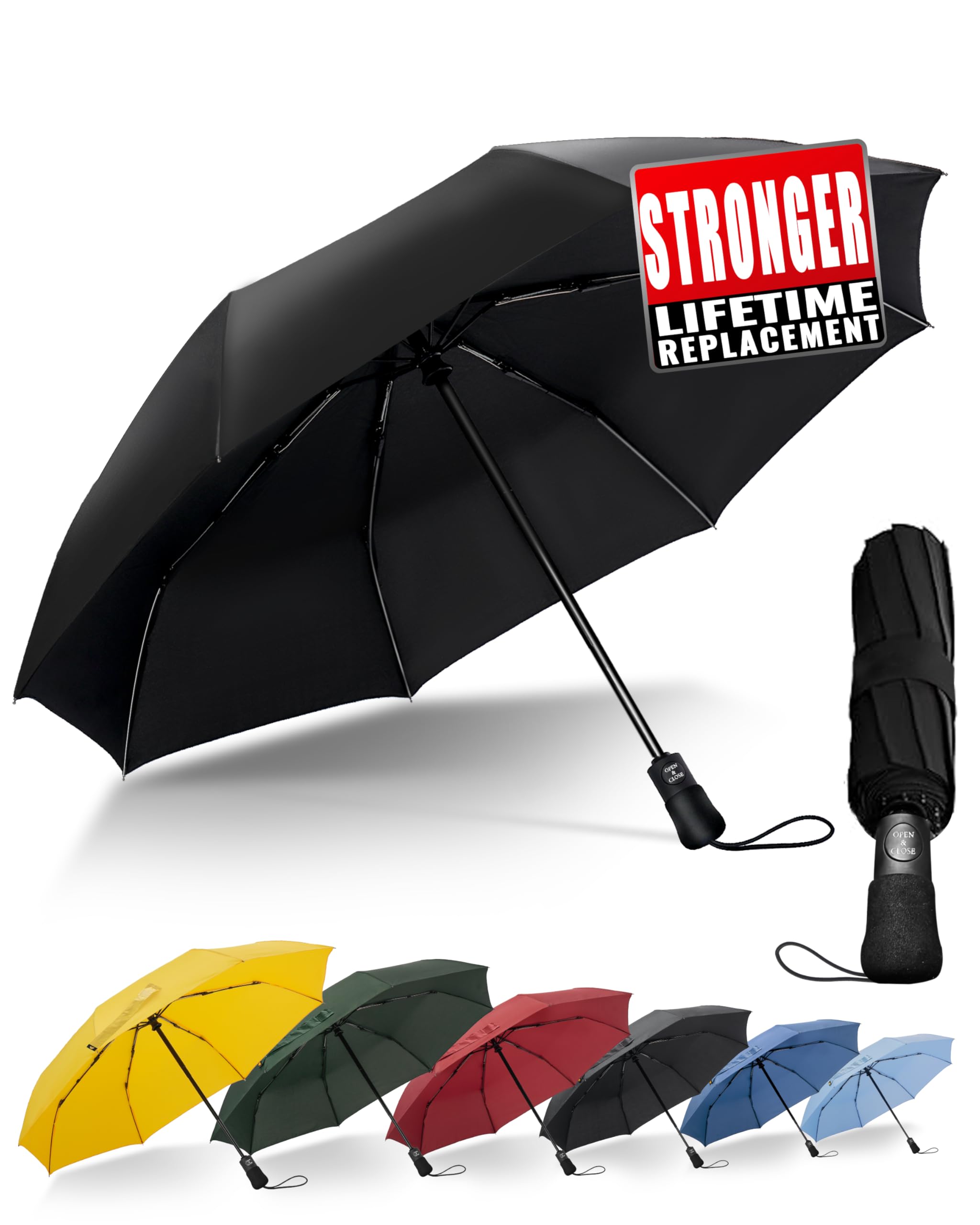 Compact Travel Umbrella Windproof Strong- Automatic Inverted Folding Umbrellas