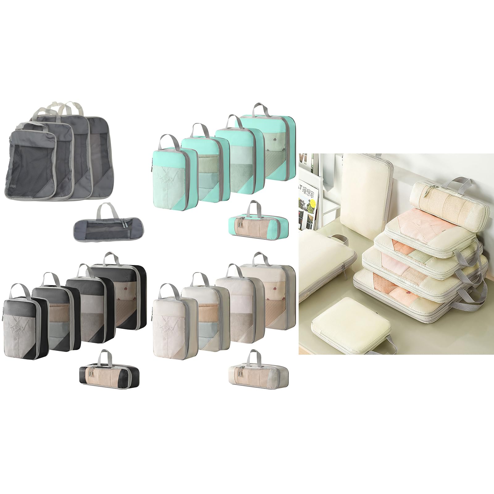 5 Pz/Set Borsa da Viaggio Compressione Imballaggio Cubi Sacchetto Di Stoccaggio Leggero Bagagli Portatile Valigia Organizzatori Astuccio
