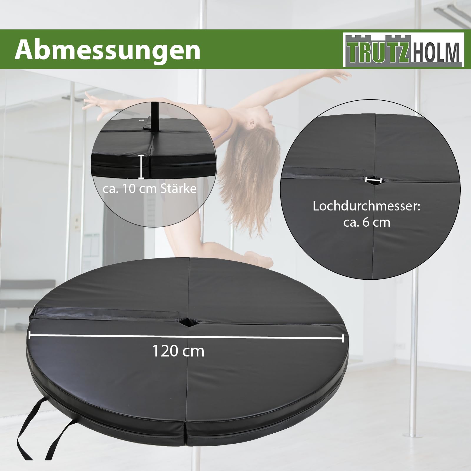 Tanzstangenmatte Matte Tanzstange Ø 120cm 5 oder 10 cm dick Pole Dance Matte Polematte Stangentanz Sturzmatte Schutzmatte Fitnessmatte