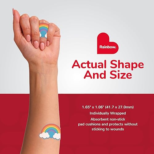 Miniatura 4 de BioSwiss Vendajes, vendaje autoadhesivo en forma de arco iris, cuidado de heridas estériles sin látex, divertidos suministros de botiquín de
