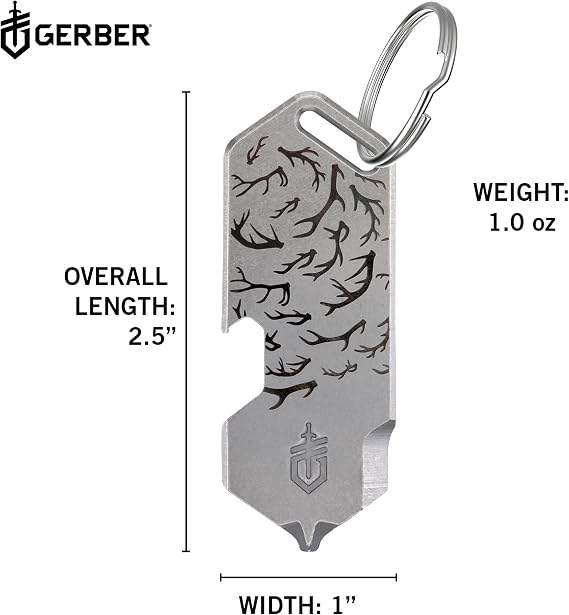 Gerber Gear Shard 3-in-1 Multitool, Clips to Pocket with Bottle Opener, Package Opener, and Cross Driver, EDC Gear for Everyday Carry, Silver - Antler